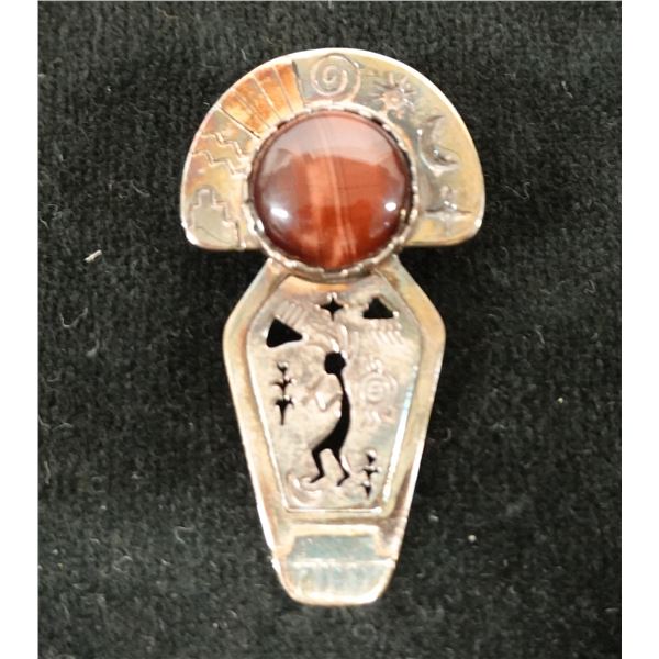 Sterling Silver 925 Brooch w/ Hieroglyph Design, 0.42 oz,  2" L