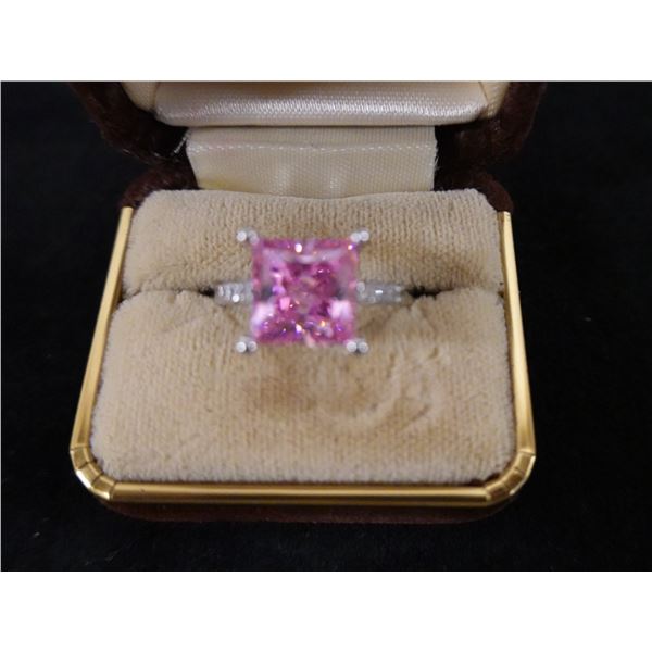 14K Gold Ring Made in Mexico w/ Princess Cut Cubic Zirconia Stone, Size 9.75