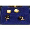 Image 1 : Qty 2 Pair Fashion Earrings: White & Black Pearl Studs, Misc Sizes