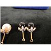 Image 3 : Qty 2 Pair Fashion Earrings: White & Black Pearl Studs, Misc Sizes