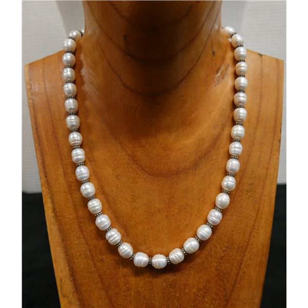 Judith Ripka Sterling Silver 925 Necklace w/ Pearl Beads 18" L