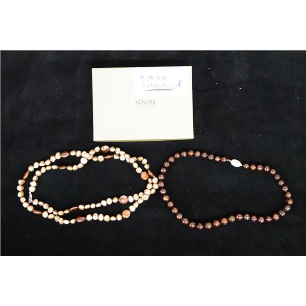 Qty 2 Honora Sterling Silver 925 Beaded Necklaces, Misc Sizes