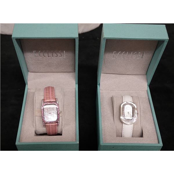 Qty 2 Ecclissi Sterling Silver Watches w/ Leather Bands