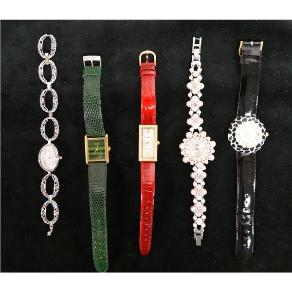 Qty 5 Watches: Sterling Silver, Peugeot, KJL, etc