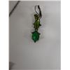 Image 4 : Metal Chain Necklace w/ Green Stone Pendant & Matching Earrings Set, Misc Sizes