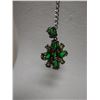 Image 7 : Metal Chain Necklace w/ Green Stone Pendant & Matching Earrings Set, Misc Sizes