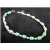 Image 1 : 14K Link Bracelet w/ Turquoise Beads 8" L, 0.35 oz