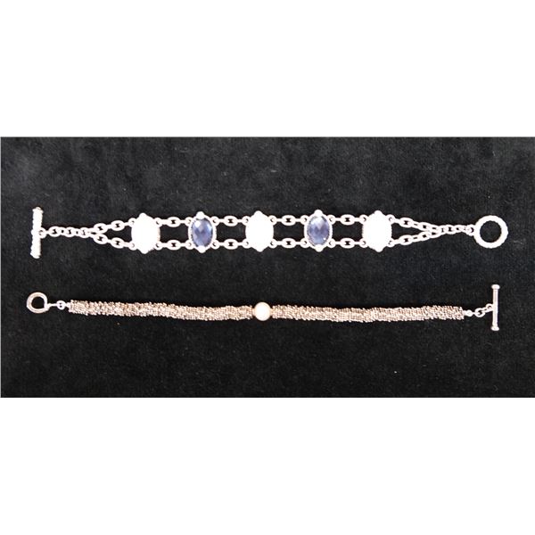 Qty 2 Sterling Silver 925 Bracelets, 8" L
