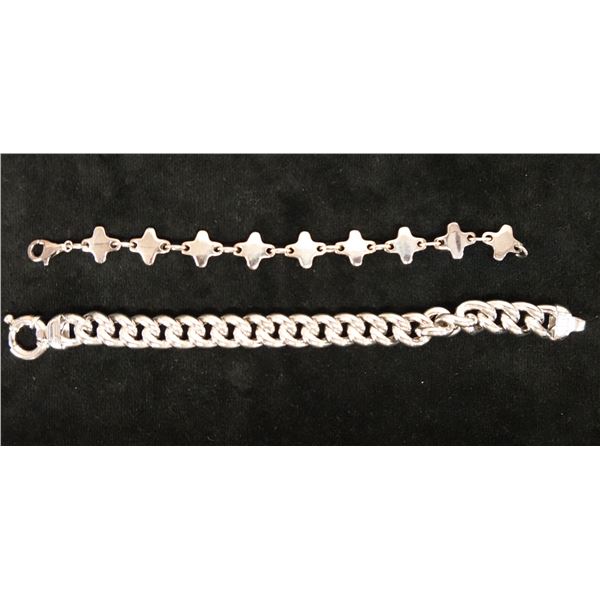 Qty 2 Sterling Silver 925 Bracelets, 8" L