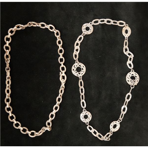 Qty 2 Sterling Silver 925 Necklaces, Misc Sizes