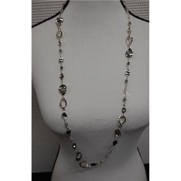 Sterling Silver 925 Necklace w/ Teardrop Accents, 34" L