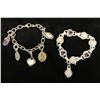 Image 1 : Qty 2 Sterling Silver 925 Bracelets w/ Charms & Bead Accents, 8.5" L