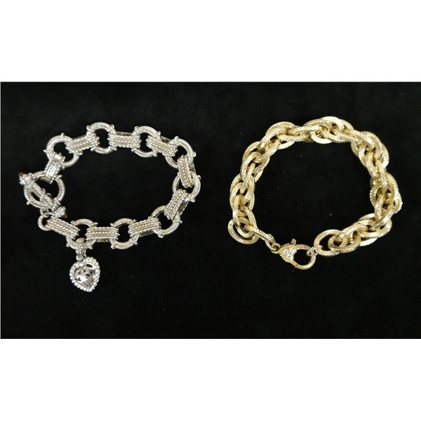 Qty 2 Sterling Silver 925 Bracelets, 8.5" L