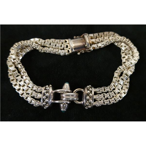 Sterling Silver 925 Triple-Strand Bracelet, 8" L