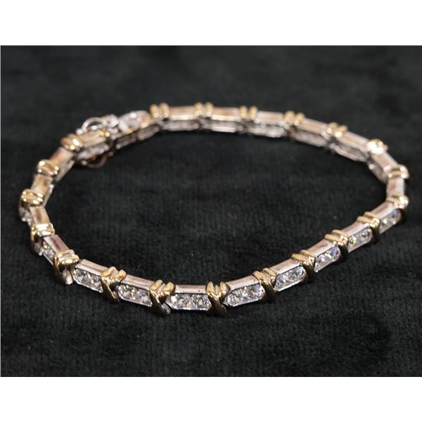 Sterling Silver 925 Tennis Bracelet w/ Clear Stones, 8.5" L