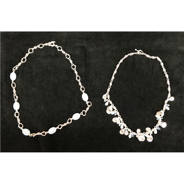 Qty 2 Sterling Silver 925 Necklaces w/ Charms & Bead Accents, Misc Sizes