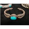 Image 4 : Qty 3 Sterling Silver 925 Cuff Bracelets w/ Turquoise Bead Accents, Approx. 3" Dia