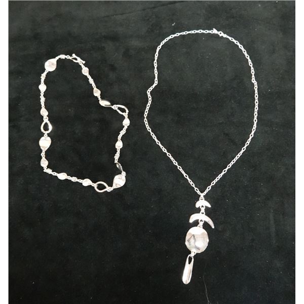 Qty 2 Sterling Silver 925 Necklaces, Misc Sizes