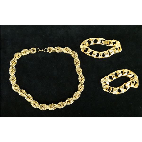Qty 2 Fashion Link Bracelets & 1 Necklace, Misc Styles & Sizes
