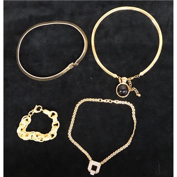Qty 2 Fashion Necklaces & 1 Link Bracelet, Misc Styles & Sizes