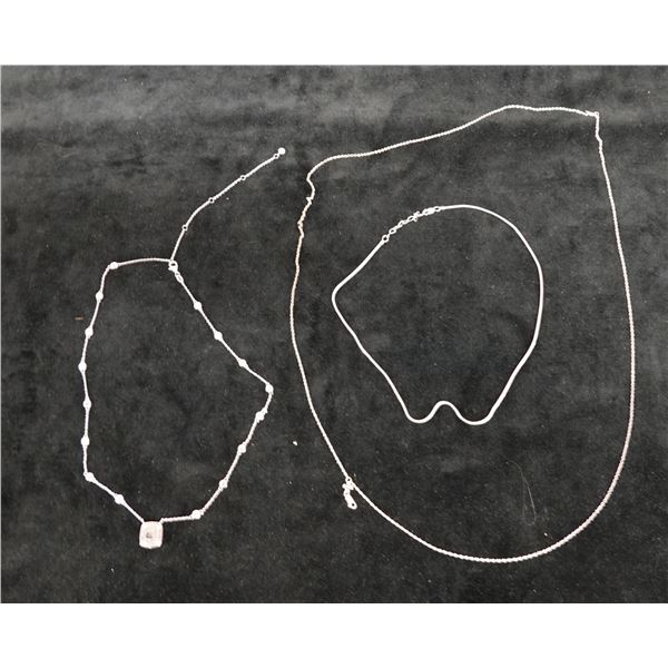 Qty 3 Sterling Silver 925 Necklaces, Misc Sizes