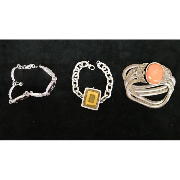 Qty 3 Fashion Bracelets, Misc Styles & Sizes
