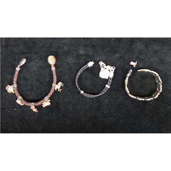 Qty 3 Fashion Bracelets, Misc Sizes (1 missing clasp)