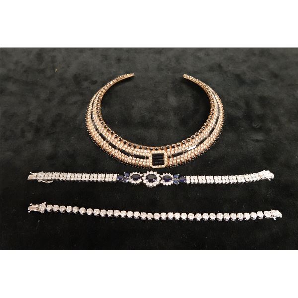 Qty 3 Fashion Bracelets w/ Stone Accents, Misc Sizes