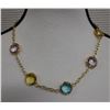 Image 1 : 750 Gold (18K) Chain Necklace w/ Faceted Stones Accents, 20" L