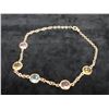 Image 2 : 750 Gold (18K) Chain Necklace w/ Faceted Stones Accents, 20" L