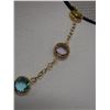 Image 3 : 750 Gold (18K) Chain Necklace w/ Faceted Stones Accents, 20" L