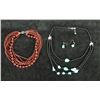 Image 1 : Qty 2 Fashion Beaded Necklace w/ 1 Pair Matching Earrings, Misc Sizes