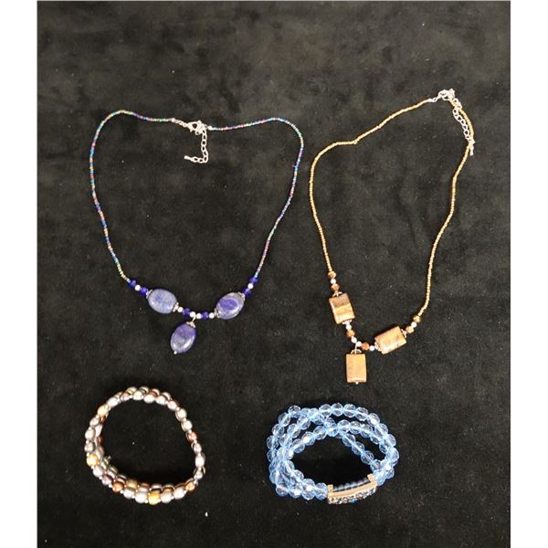 Qty 2 Fashion Necklaces w/ 2 Bracelets, Misc Styles & Sizes