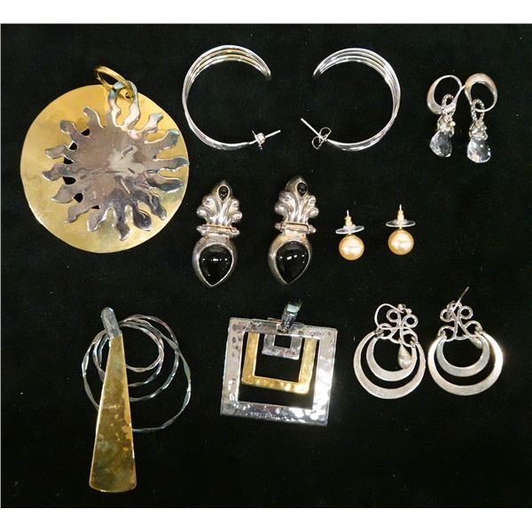 Qty 3 Fashion Pendants & 5 Pair Earrings, Misc Styles & Sizes