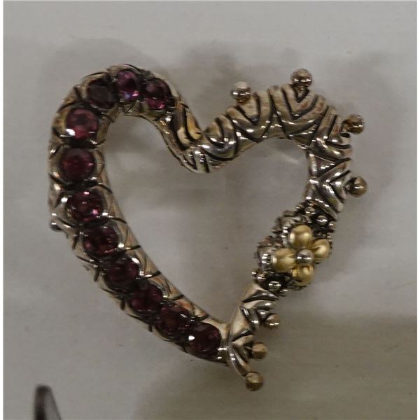 Bixby 18K Heart Brooch, Approx. 1" Dia