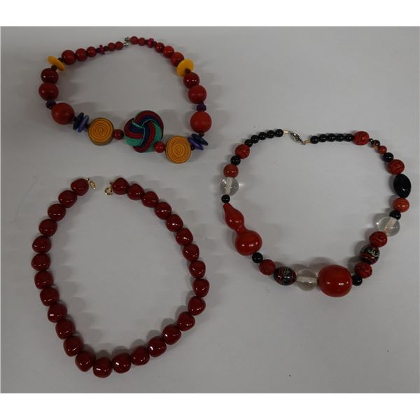 Qty 3 Fashion Beaded Necklaces, 16" L