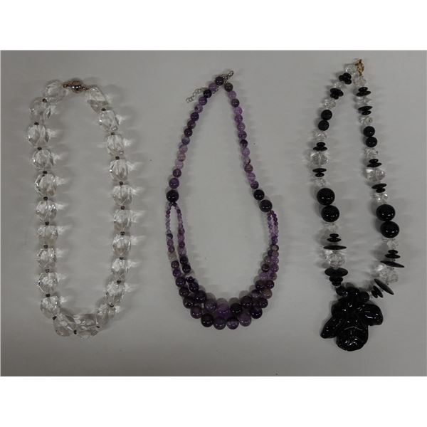 Qty 3 Fashion Beaded Necklaces, Misc Styles & Sizes