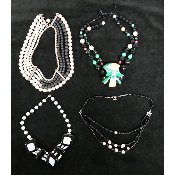 Qty 4 Beaded Necklaces (1 Rafael Sanchez), Misc Styles & Sizes
