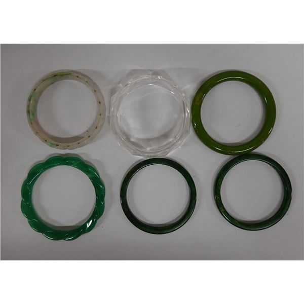 Qty 6 Bangle Bracelets, Misc Styles & Sizes