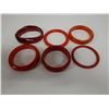 Image 2 : Qty 6 Red Bangle Bracelets, Misc Styles & Sizes