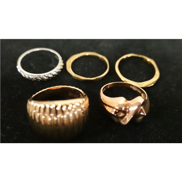 Qty 5 Fashion Rings, Misc Styles & Sizes