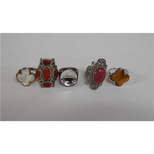 Qty 5 Fashion Rings, Misc Styles & Sizes