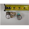 Image 4 : Qty 3 Fashion Rings w/ Turquoise Stones, Misc Styles & Sizes