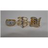 Image 1 : Qty 3 Fashion Rings w/ Clear Stone Accents, Misc Styles & Sizes