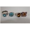 Image 1 : Qty 4 Fashion Rings w/ Clear Stone Accents, Misc Styles & Sizes
