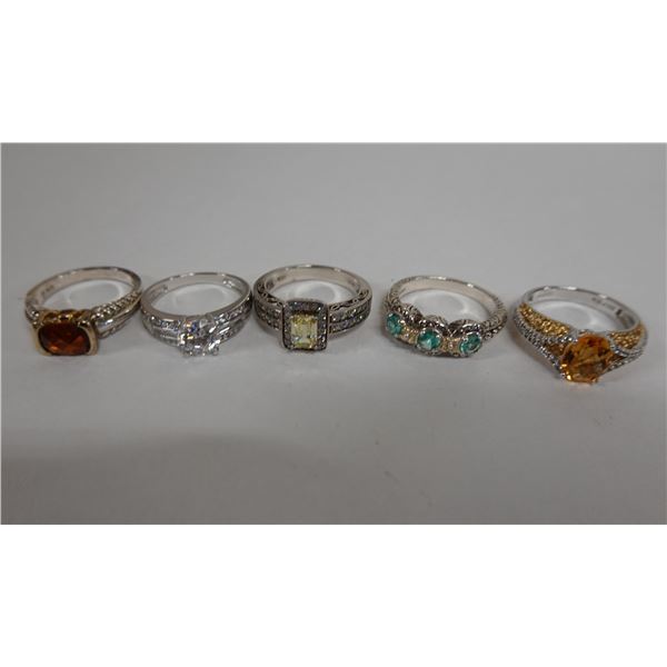 Qty 5 Fashion Rings, Misc Styles & Sizes