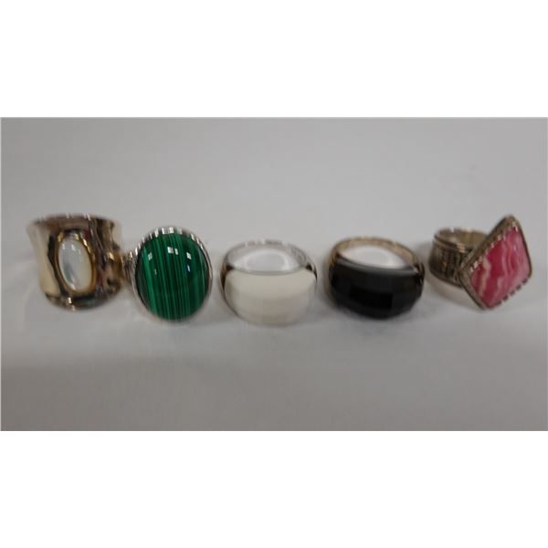 Qty 5 Fashion Rings, Misc Styles & Sizes