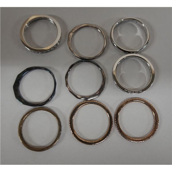 Qty 9 Fashion Rings, Misc Styles & Sizes