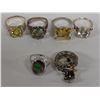 Image 1 : Qty 5 Fashion Rings w/ Clear Stone Accents, Misc Styles & Sizes