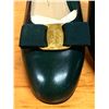 Image 10 : NEW Ferragamo Vara Dark Green Leather Flats Sz 10 B   (heel needs repair)